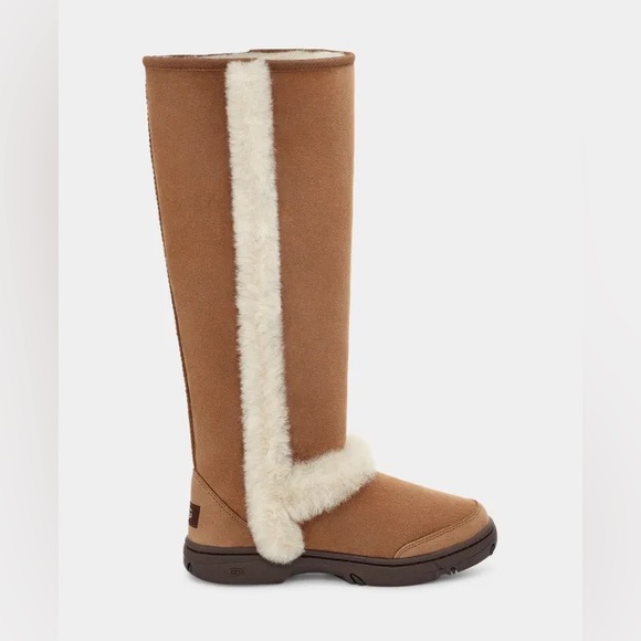 UGG | Sunburst Extra Tall Boots In Chestnut Suede Shearling NEW - Picture 3 of 14